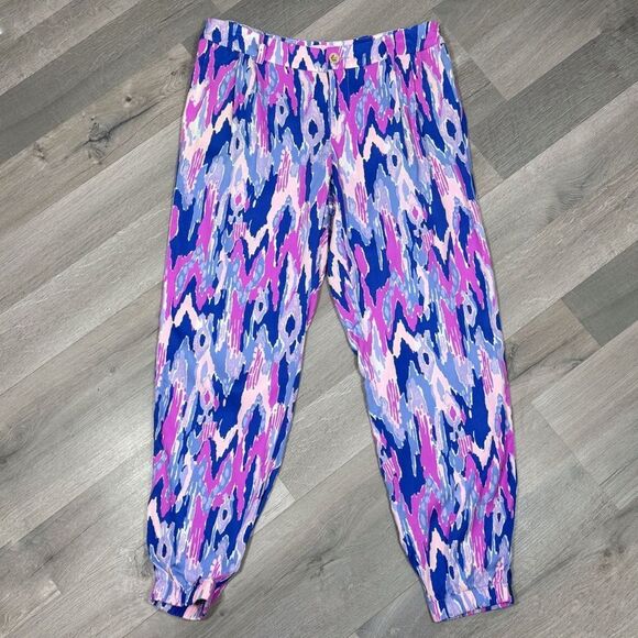 Lilly Pulitzer Amethyst One Too Many Saffron Jogger Pants Purple Pink 2 - Picture 4 of 14